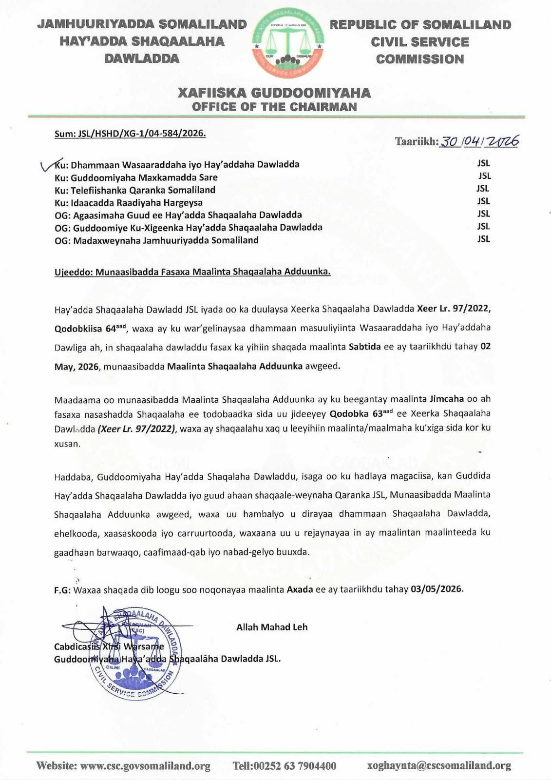Fasaxa Sabtida 02/May/2026